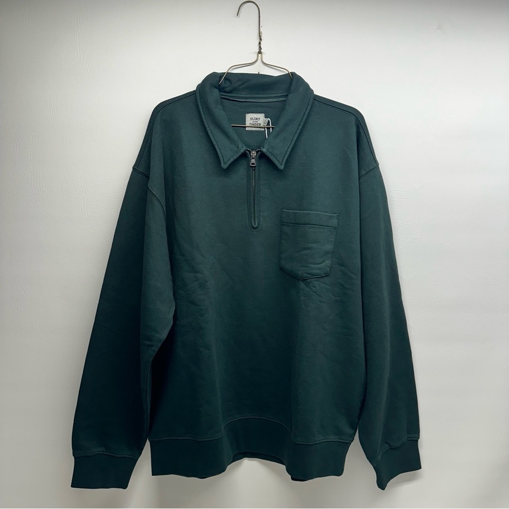 Flint and Tinder Forest Green Quarter-Zip Sweatshirt size XL nwt